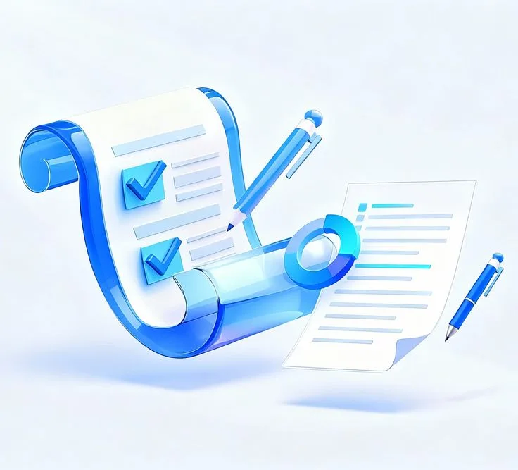 A checklist with documents alongside it