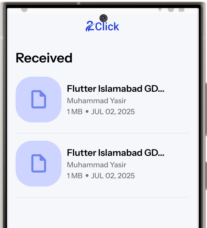 They receive it, 2Click app screen